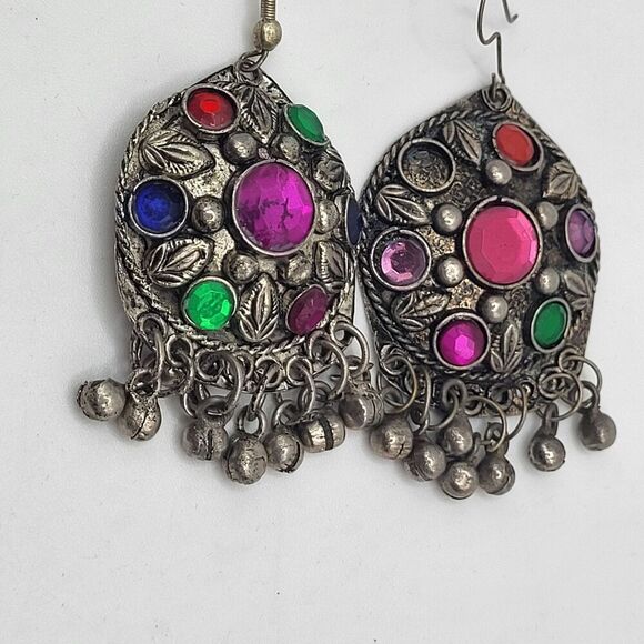 Vintage Bollywood Belly Dance Bell Earrings 2.5in - Picture 1 of 2